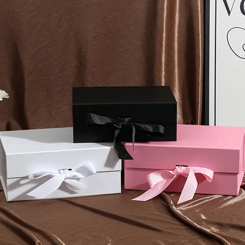 5Pcs Gift Box With Lid Personalized Bridesmaid Groomsmen Proposal Box With Ribbon Present Packaging Box Wedding Boxes