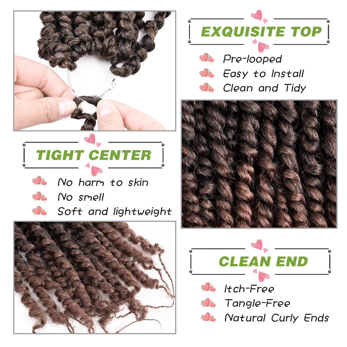 Pre-twisted Passion Twist Crochet Hair for Black Women Crochet Braids Pre-looped Synthetic Braiding Hair Extensions