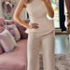 2 Piece Sets Women Outfit Sexy One Shoulder Ruched Top & Casual Straight Leg Pants Suits for Female Spring 2024 Fashion New