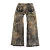 Vintage Leaves Camouflage Jeans Jacket Two Piece Set Y2K Suit Men Letters Rhinestone Sequins Oversized Coat Baggy Jeans Clothing