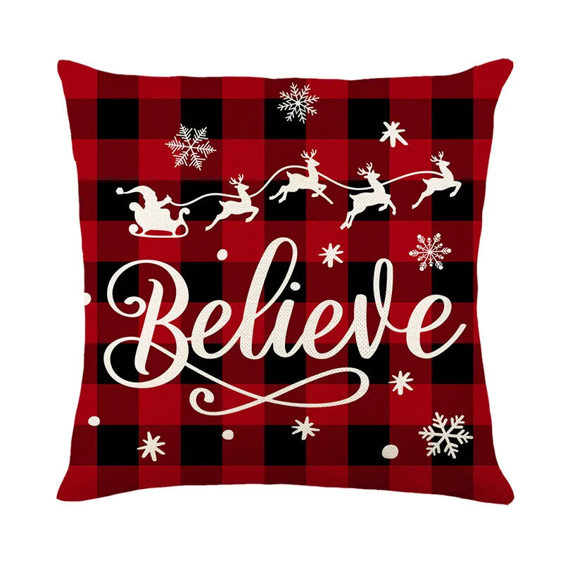 Linen Christmas Pillow Cover Snowman Elk Pillow Case 2024 Christmas Decoration for Home New Year Sofa Car Cushion Cover 45x45cm