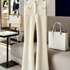2025 New Bottoms Fashion Flare Pants for Women High Waist Slim Fit Knitted Trousers Korean Casual Pantalon Femme Y2k Clothing