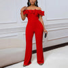 Luxury Jumpsuits & Rompers for Woman Off the Shoulder Ruffles Short Sleeve High Waisted Solid New Year 2025 Christmas Overalls