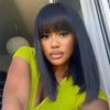Choice Short Bob Wig Bone Straight 100% Human Hair With Bangs  3x1 Lace Middle Part Wigs For Black Women Bob Wigs