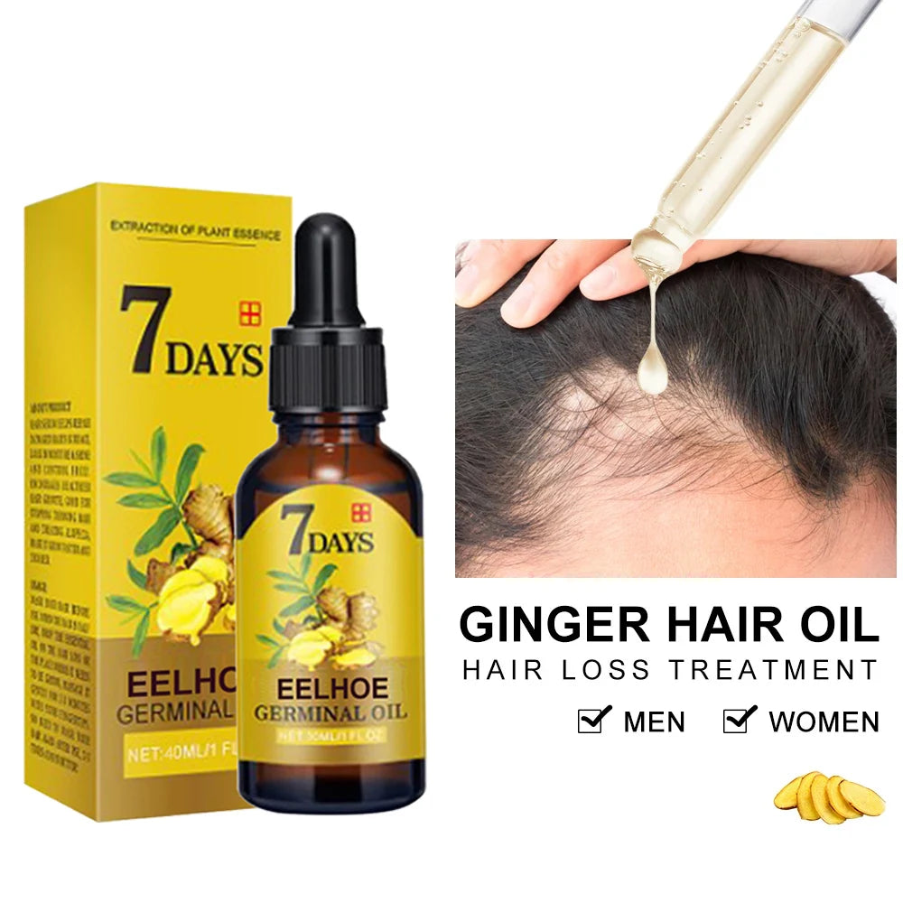 Ginger Hair Growth Serum Anti Hair Loss Baldness Fast Regrowth Hair Care Oil Repair Damaged Hair Scalp Treatment For Women Men