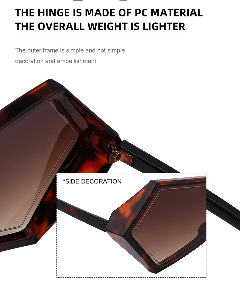 Oversized Square Punk One-piece Sunglasses Women 2024 Luxury Brand Big Frame Shield Sun Glasses For Ladies Wrap Eyewear Goggle