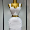 Women Sexy Top Short Skirt Bodycon Bandage Two Pieces Sets White Black 2025 Evening Party Luxury Birthday Outfit Nightclub Suits