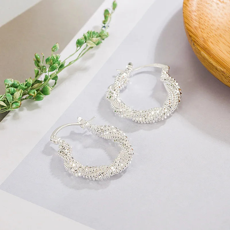 BF CLUB 925 Sterling Silver Sparckling Earrings For Women Trendy Earring Jewelry Prevent Allergy Party Accessories Gift