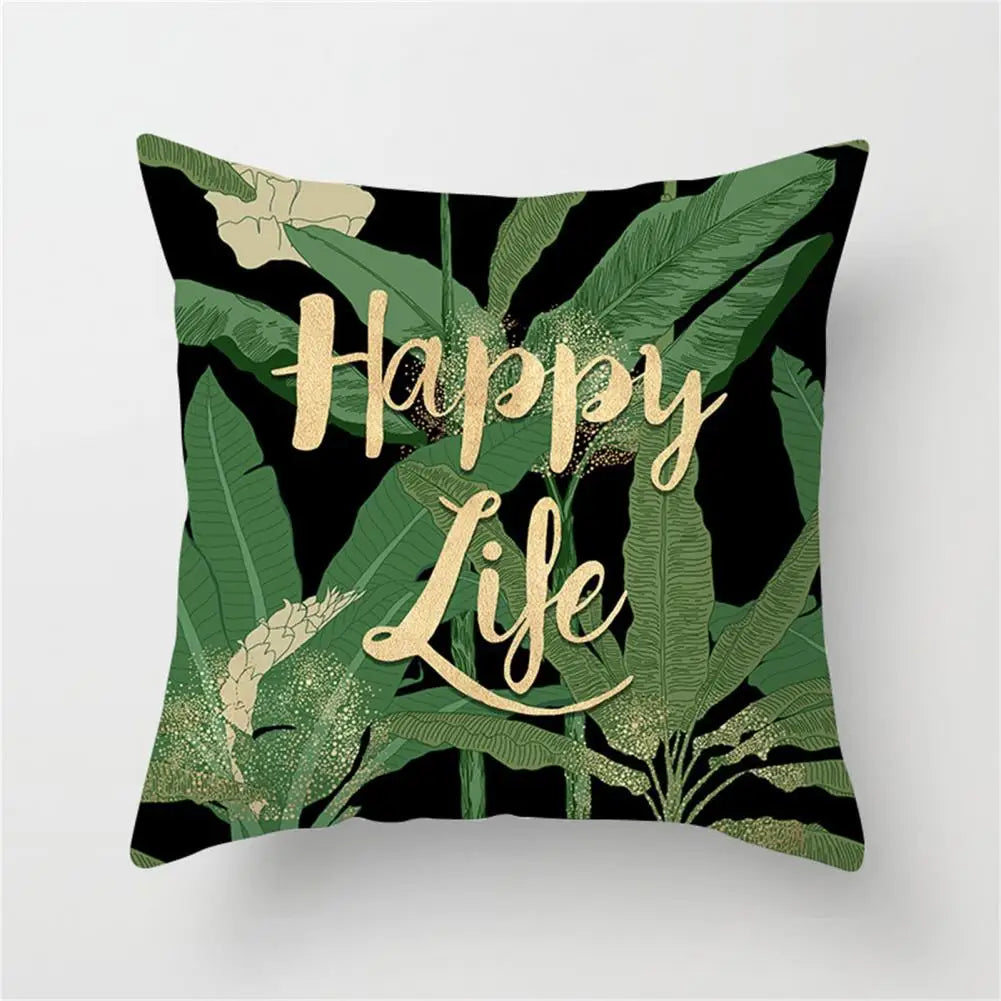 45cm Cushion Case Removable Polyester Green Plant Print Pillowcase Tropical Leaf Cactus Monstera Throw Cushion Cover Home Decor