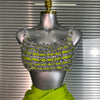 New Women Sexy Two Pieces Set Stretched Crystal Diamonds Night Club Skirt Suits Laced Singer Dancer Stage Performance Costume