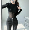 Summer Women T Shirt Girls T-Shirt Woman Clothes Long Sleeve Tops Spring Black Slim Tshirt Female Crop Top Tee Sexy Skinny Y2k