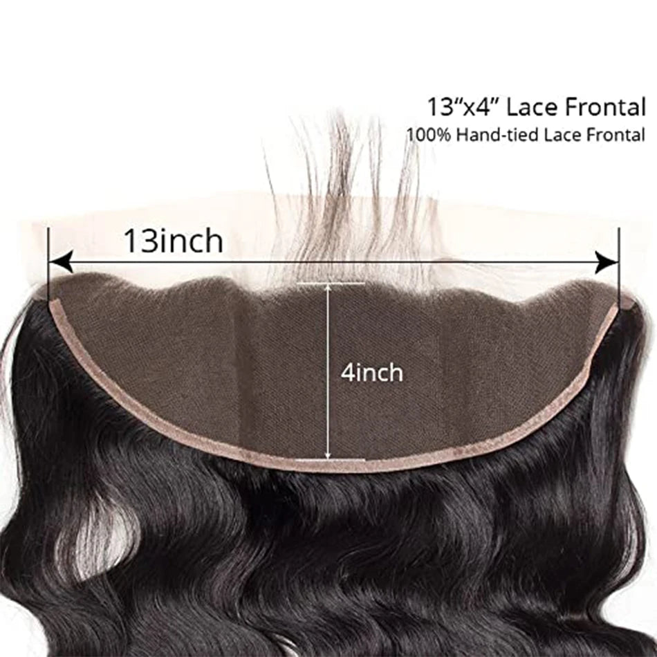 Brazilian Body Wave Bundles with 13x4 Lace Closure Real Human Hair Closure with 3 Bundles Weave Virgin Hair Natural Black Color