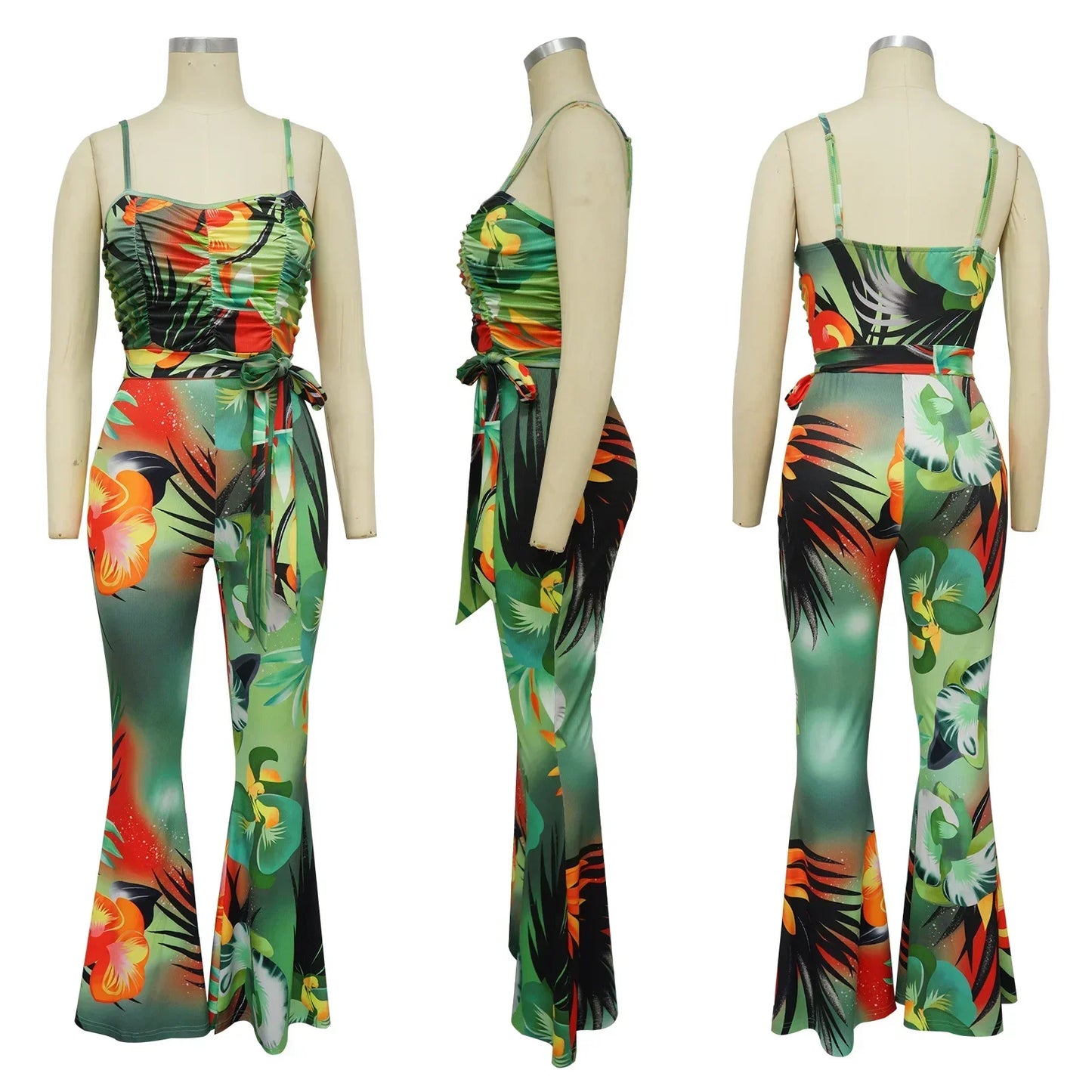 Floral Printed Jumpsuits Summer Outfits for Women 2024 Clubwear Spaghetti Strap Skinny One Pieces Romper Summer Beach Wear