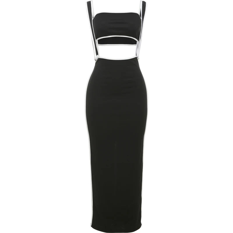 Weird Puss Summer Trend 2 Piece Set Women White Edging Strapless Tops+Shoulder Straps Dress Stretch Matching Streetwear Outfits