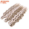 FASHION IDOL 24 Inch Synthetic Hair Water Wave Braiding Hair Extensions Ombre Rainbow color Deep Wave Curl Twist Crochet Hair