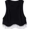 High Street Sexy Hem Tassel Diamond Beading Knitting T Shirt Chic Short Camis Tank Lady Slim Crop Vest Tops