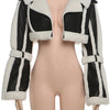 Weird Puss Furry Patchwork Women Crop Jacket Hipster Full Sleeve Open Stitch Hipster Streetwear Warm Outwear Basic Wild Coat