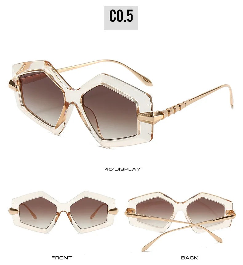 New Unique Women Fashion Sunglasses Retro Unique Lens Special Shades UV400 Men Punk Oversized Sun Glasses UV400