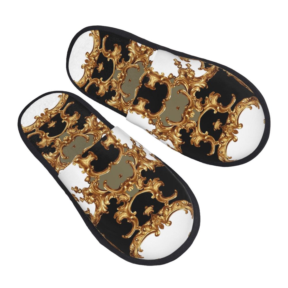 Custom Queen Of Absolutely Everything Gold Baroque Soft Memory Foam House Slippers Women Comfy Warm Anti-skid Sole Slipper