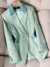 New Spring Autumn Green White Women Slim Blazer Long Sleeve Single Breasted Office Ladies Business Work Wear Formal Jacket Coat