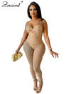 Znaiml Luxury Birthday Night Club Party One Piece Rompers and Jumpsuits for Women Sexy Mesh Sheer Colourful Diamonds Overalls