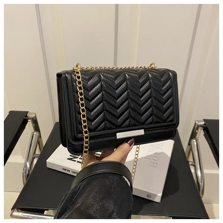 Fashion Striped Women's Shoulder Bag, Chain Strap Crossbody Bags For Daily Used, Ladies Handbags And Purses