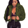 Fashion Faux Fur Open Stitch Lapel Crop Jackets Women Clothing Autumn Winter Solid Long Sleeve Warm Furry Fluffy Coat Outer Wear