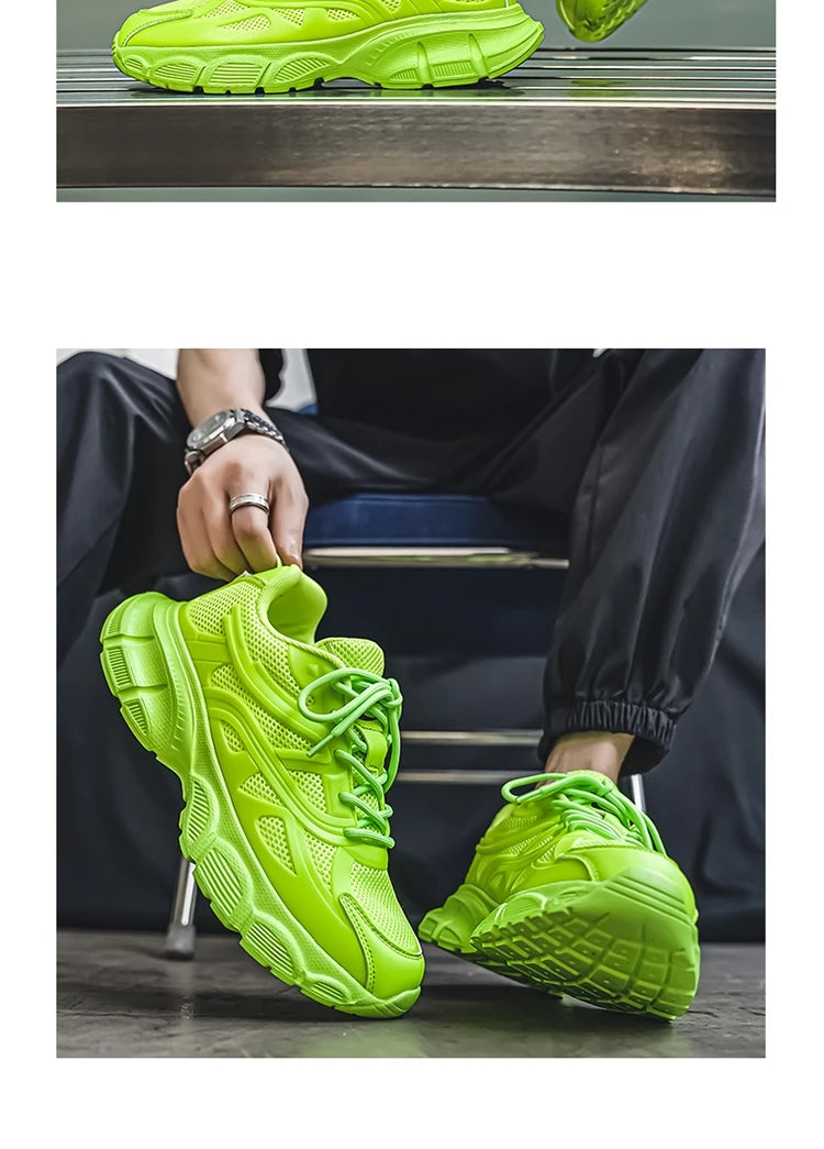 Autumn Men's New Breathable Sports Shoes Fashion Thick Sole Casual Shoes Comfortable and Versatile Trendy Running Shoes Spring