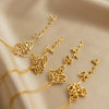 eManco Custom Birth Month Botanical Flower Pendant Stainless Steel Gold Plated Personalized Name Necklace Women's Accessories