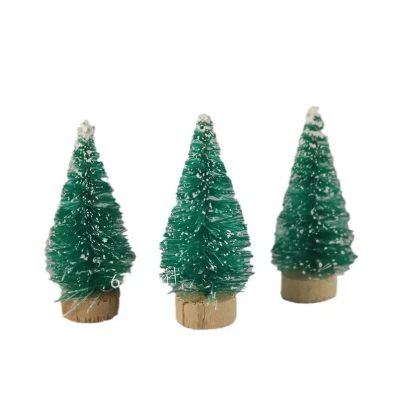 12 Piece DIY Mini Christmas Tree Sisal Silk Cedar - Desktop Decoration Small Christmas Tree 2025 Xmas New Year Navidad Decor