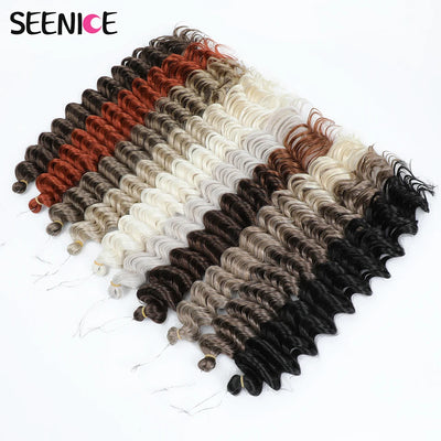 Deep Wavy Twist Synthetic Crochet Hair Afro Curly Hair African Crochet Braids Ombre Blonde Braiding Hair Extensions For Women