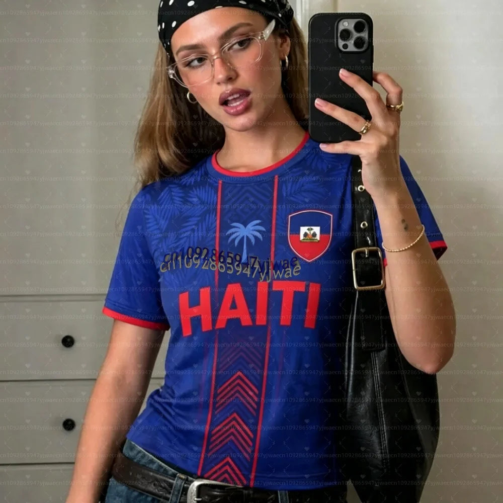 2026 Haiti Soccer Jersey Women Men Sports T-Shirts Plus Size sport casual Jerseys Unisex Graphic plus size T Shirts