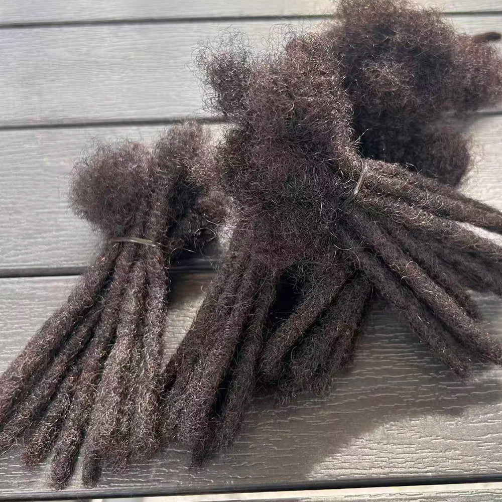 100% Human Hair Loc Extensions Full Handmade Dreadlock Extensions Wholesale 0.6cm Width Natural Black Extension For Women Men