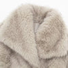 TRAF 2024 Women Fashion Cropped Faux Fur Jacket Coat Long Sleeve Front Snap-button Female Outerwear Chic Lapel Collar Thick Coat