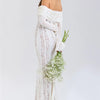 Mozision Floral Lace Off-shoulder Maxi Dress For Women White Strapless Backless Long Sleeve Bodycon Club Party Sexy Long Dress