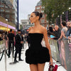 Red Color Women Sexy Strapless Ball Gown Mini Fashion Celebrity Nightclub Party Dress Birthday Cocktail Girls' Outfit