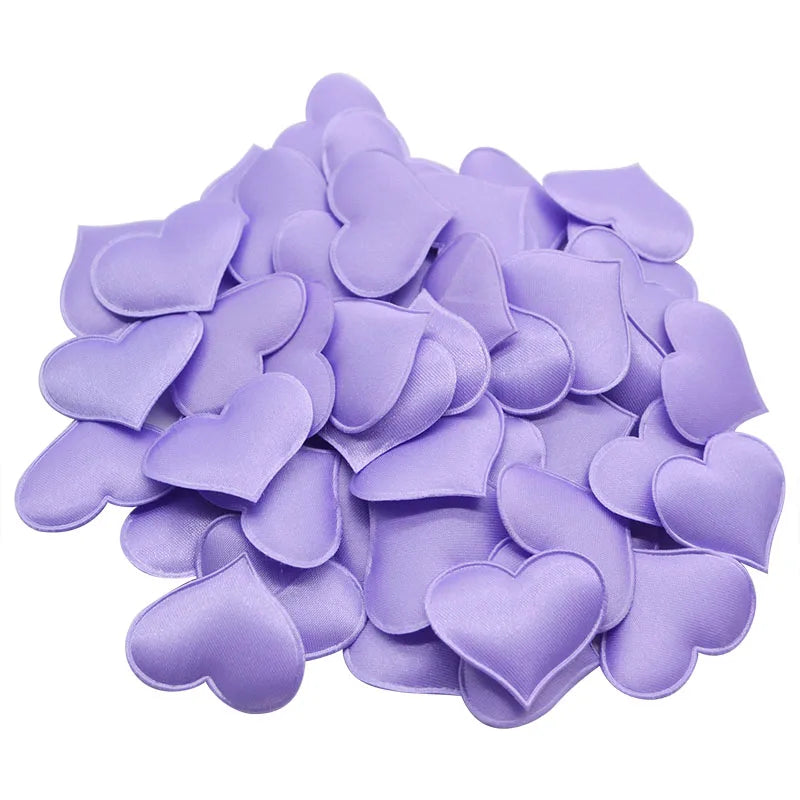100Pcs 35mm Romantic Sponge Satin Fabric Heart Petals Wedding Confetti Table Bed Heart Petals Wedding Valentine Decoration