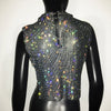 Sexy Rhinestone Backless Party Crop Top Women Glitter Turtleneck TShirt Adjustable Metal Chain Summer Nightculb Diamond Tank Top
