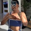 Weird Puss Summer Trend 2 Piece Set Women White Edging Strapless Tops+Shoulder Straps Dress Stretch Matching Streetwear Outfits