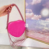 Bling Tassel Heart-shape Satin Bag Glitter Rhinestone Diamond Evening Bag Women Handbag Wedding Party Clutch Purse Crossbody Bag