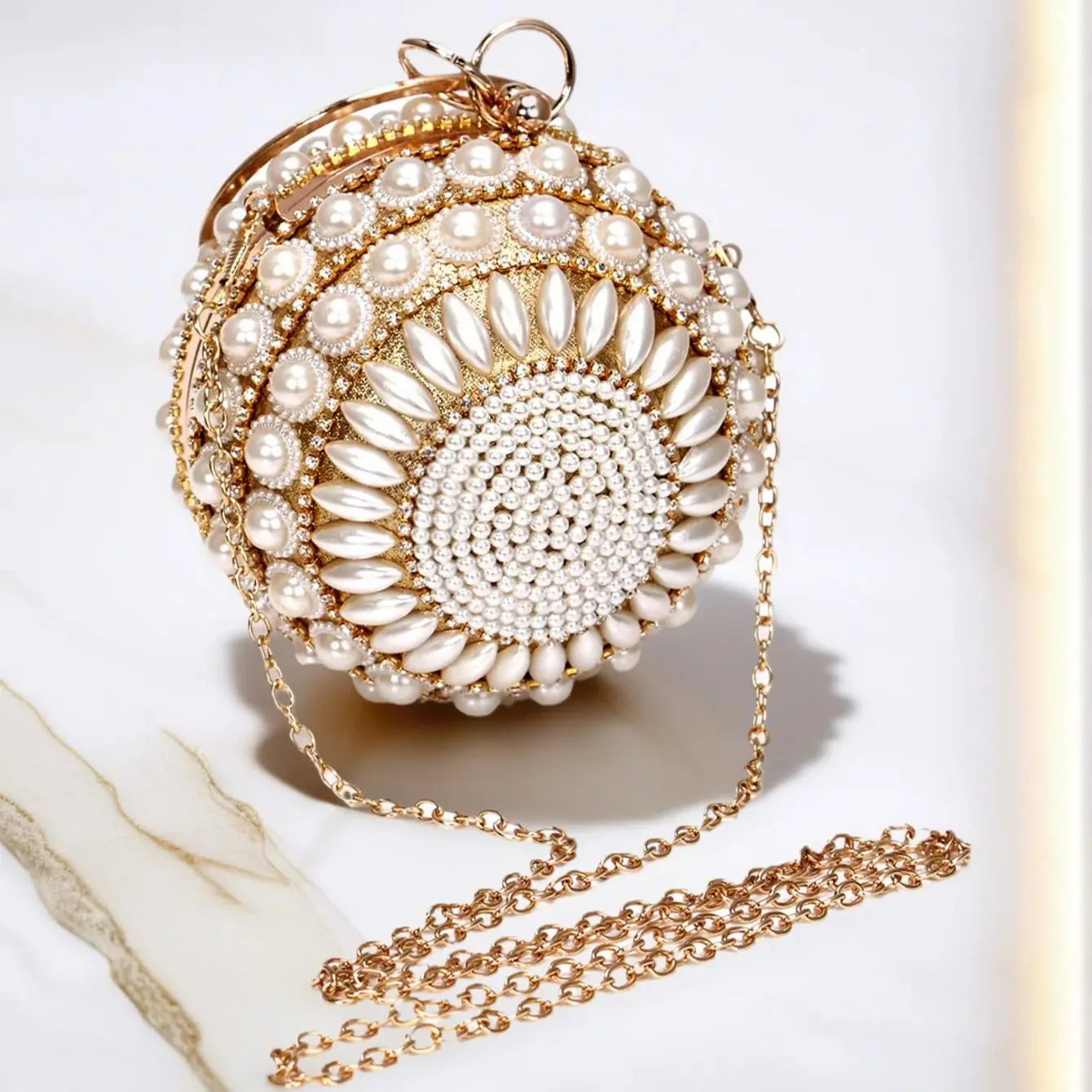 Women Evening Bags Pearl Lady Clutch Bags Beading Diamonds Party Wedding Prom Glitter Banquet Handbags Ball Design Handle Glamor