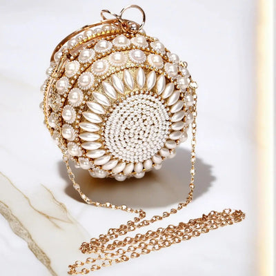Women Evening Bags Pearl Lady Clutch Bags Beading Diamonds Party Wedding Prom Glitter Banquet Handbags Ball Design Handle Glamor