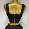 Women Sexy Top Short Skirt Bodycon Bandage Two Pieces Sets White Black 2025 Evening Party Luxury Birthday Outfit Nightclub Suits
