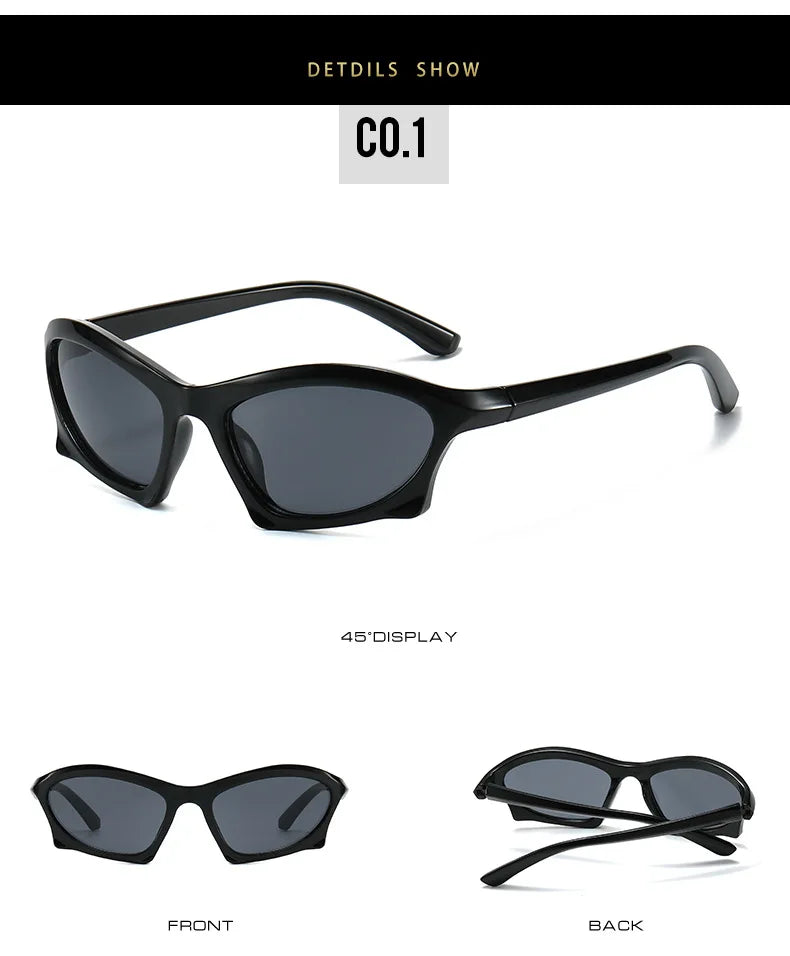 Retro Sports Sunglasses Geometric Trend Steampunk Glasses Sports Vintage Punk Shade Sunglasses UV400 Women Men Eyewear