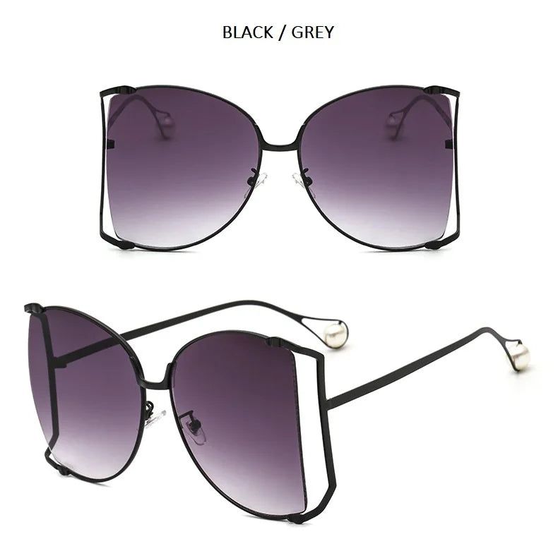 Fashion Model Ocean Yellow Square Sunglasses Women Luxury Brand Oversized Shades Pearl Chic Sun Glasses For Female Men Oculos