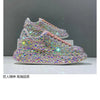 Leather Women Shoes Autumn Spring  New Style Fashion Platform Shoes Ins Platforms Sneakers Tide Shine Bling Rhinestone Shoes