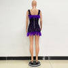 Spring And Summer Women's Clothing MINI Short Solid Color New Wind Sequins Halter Beach Dress One-word Shoulder Feathers Spice G