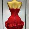 Women Sexy Strapless Flower Prom Gown Mini Dress Celebrity Red Carpet Fashion Evening Party Celebrate Birthday Club Dresses