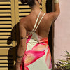 TARUXY One-shoulder Sexy Printed Dress Draped Swinging Collar Beach Vacation Mini Dress Elegant Sleeveless Female High Waist