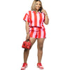 Women's Clothing Fashion Striped Sets Long Sleeve Polo-Neck T Shirt and Shorts 2025 Spring Summer 2 Two Piece Set Tracksuit